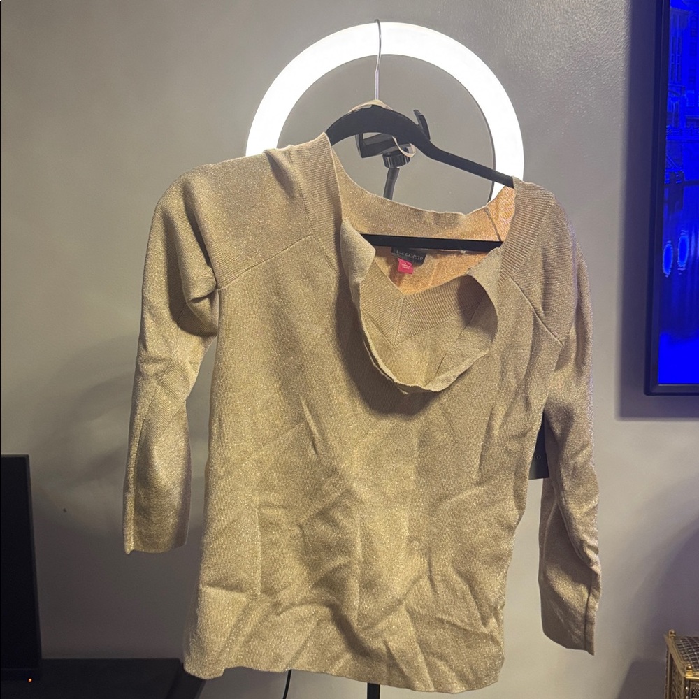 Vince Camuto Metallic Gold Knit Top